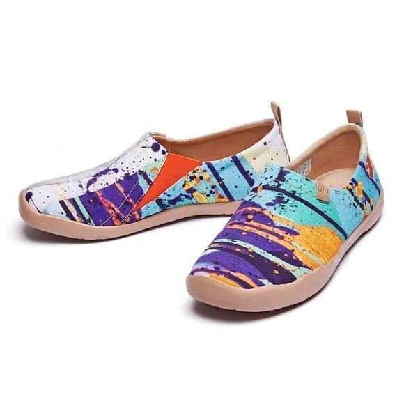 UIN Men's Walking Shoes Slip On Canvas Casual Comfort Sneaker (Splatter) - Picture 4 of 9